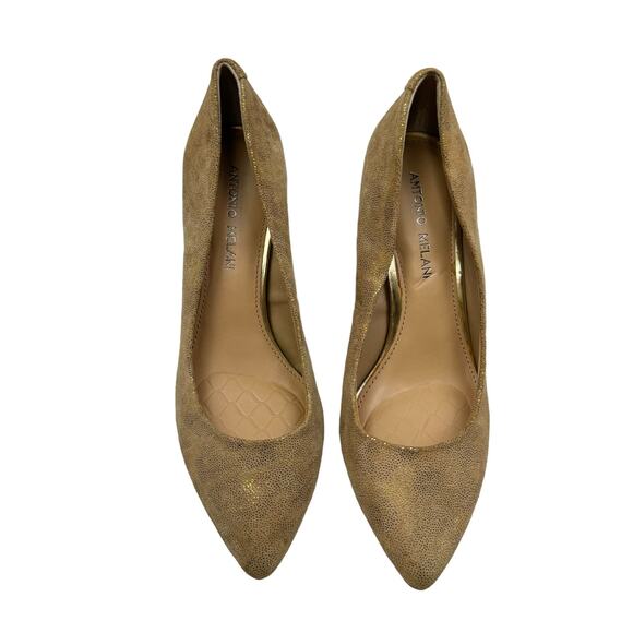 Antonio Melani Gold Sparkle Shimmer Pointed Toe Stiletto Cocktail Party Pumps - Picture 2 of 11